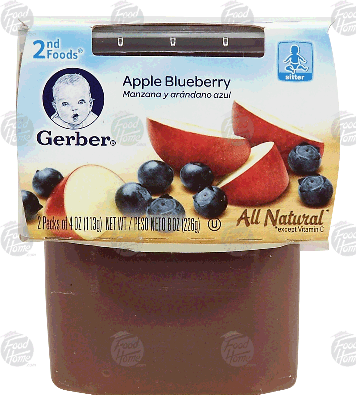 Gerber All Natural apple blueberry baby food, stage 2, 2-pack Full-Size Picture